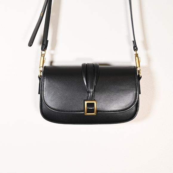 Black Faux Leather Crossbody Bag - Picture 2 of 5